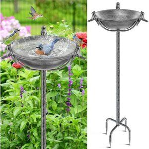 Outdoor Bird Bath Feeder 58in Freestanding Garden Pedestal
